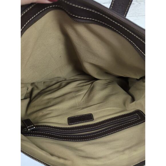 COLE HAAN Dark Brown Leather Large Multi Compartment Portfolio Carry All Man Bag - Picture 6 of 16